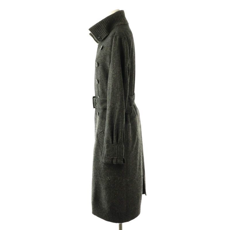 美品★Deuxieme classe wool overコート プルドゥ pour deux ウール ニット 切替 ダブル ロングコート 1