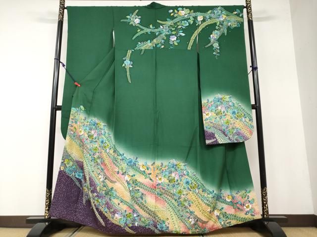 ＊振袖＊ 正絹　吉祥花文　暈し染め　金銀彩 振袖セット 振袖フルセット 正絹振袖 流水花文 暈し染 金銀彩