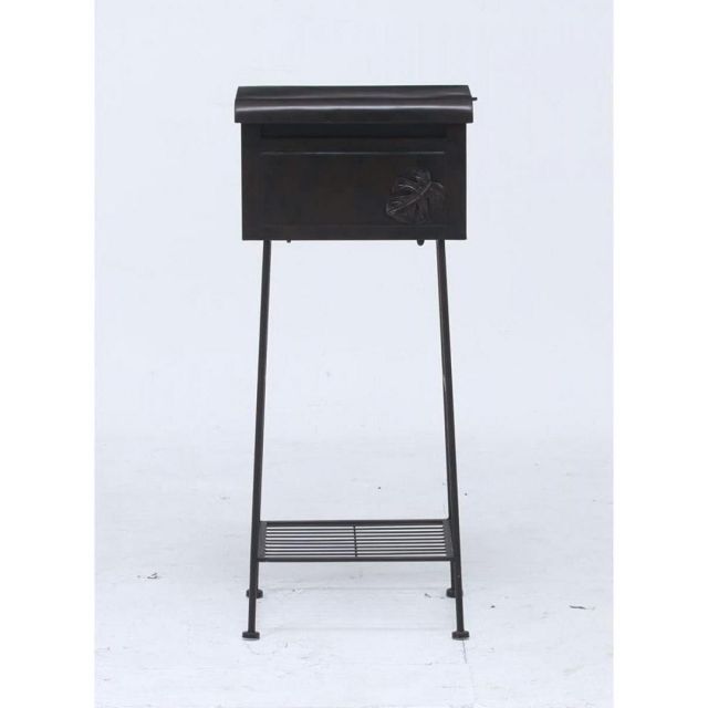 不二貿易 郵便ポスト モンステラ 横型 ブラウン 幅42.5×奥行35×高さ99cm ポスト メールボックス 郵便受け キーホール付 35069