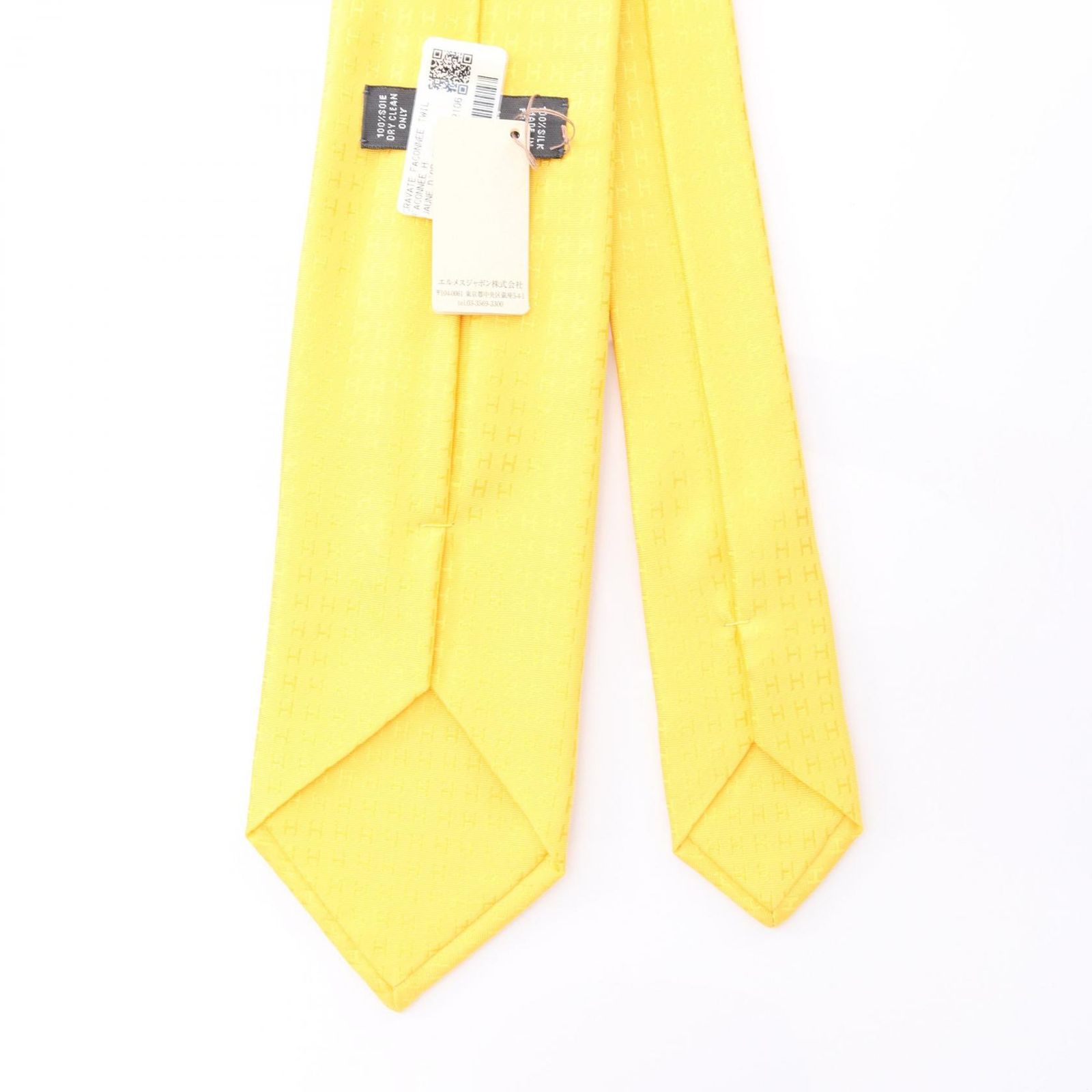 エルメス HERMES ネクタイ イエロー シルク ネクタイ メンズ 未使用