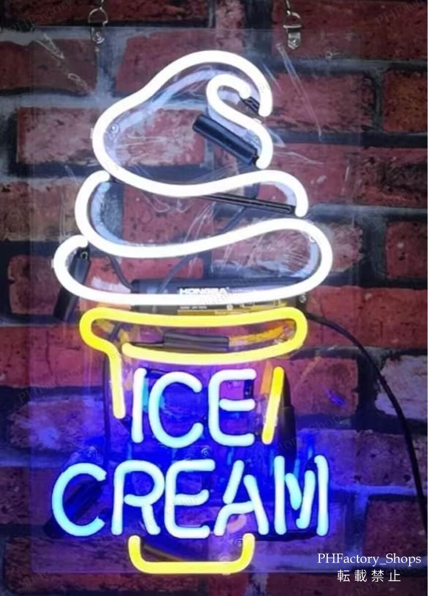 アイスクリーム ICE CREAM ネオンライト LEDサイン オーダー 看板 店舗 おしゃれ ネオン祭り アメリカン雑貨 LED オーダーメイド 室内装飾 40×24cm B371