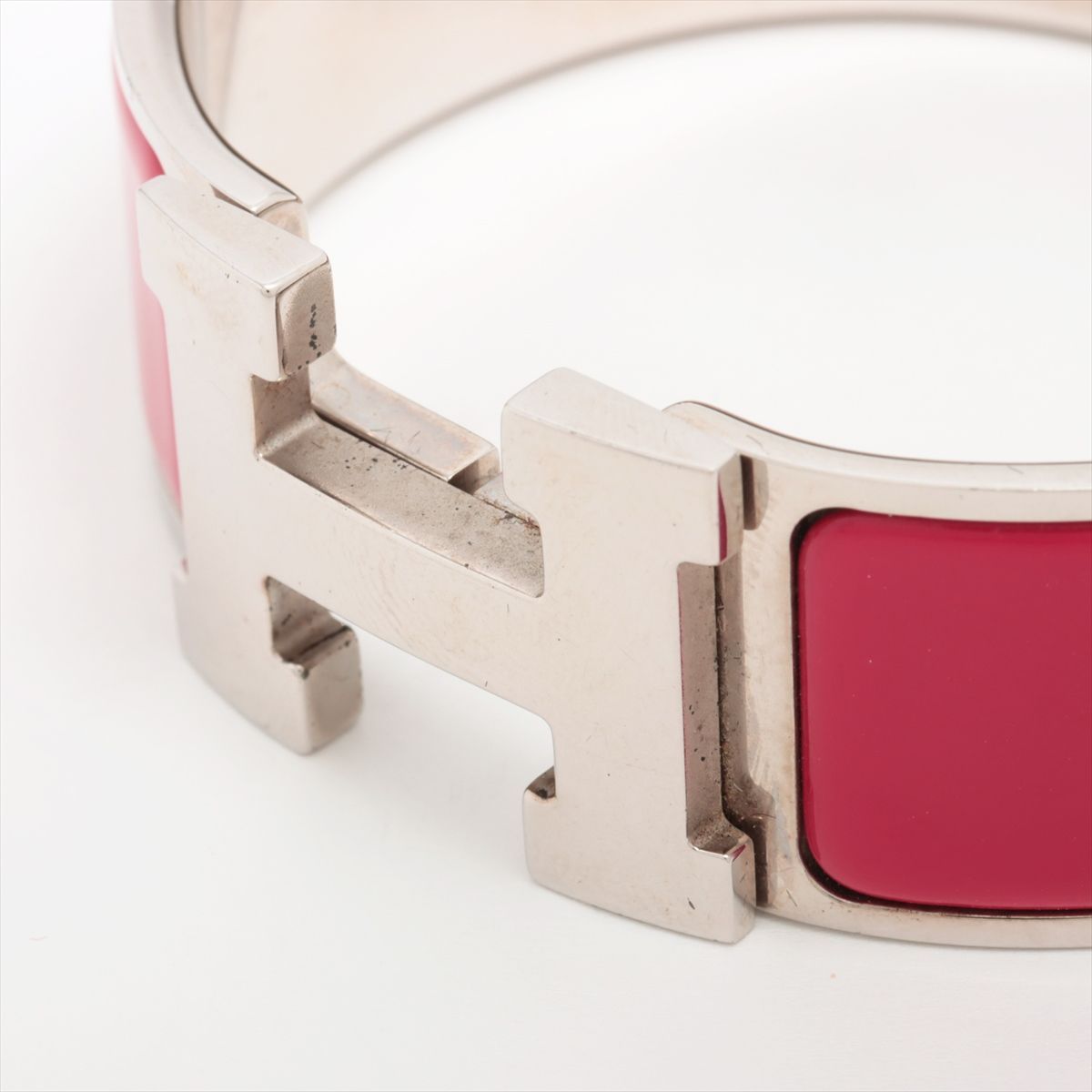 HERMES エルメス クリッククラック GM レッド/シルバー バングル  