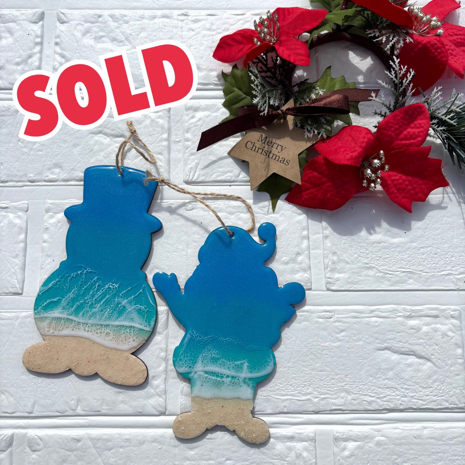 NO.68 レンジアート クリスマスオーナメント 宮古ブルー 14.5cm 2個セット