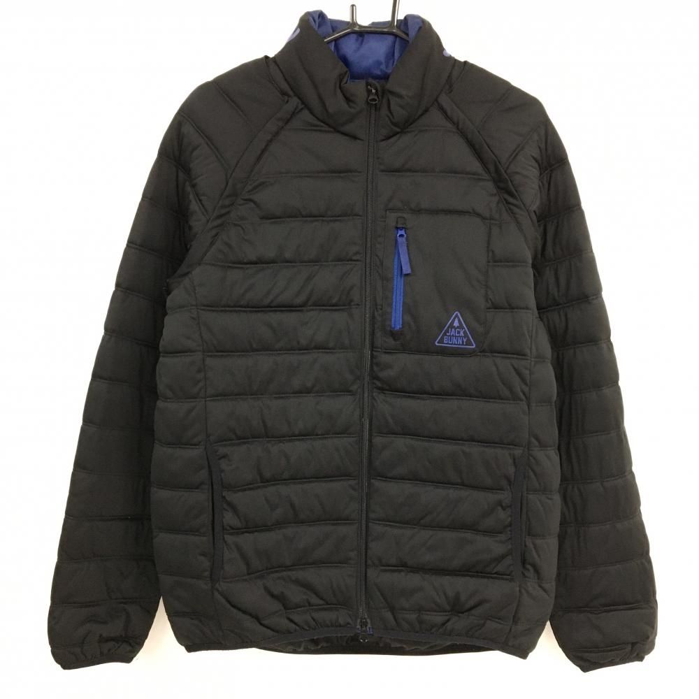 ジャックバニー 2WAY中綿ジャケット 黒×ネイビー ネックロゴ 袖着脱可 メンズ 5 L ゴルフウェア Jack Bunny
