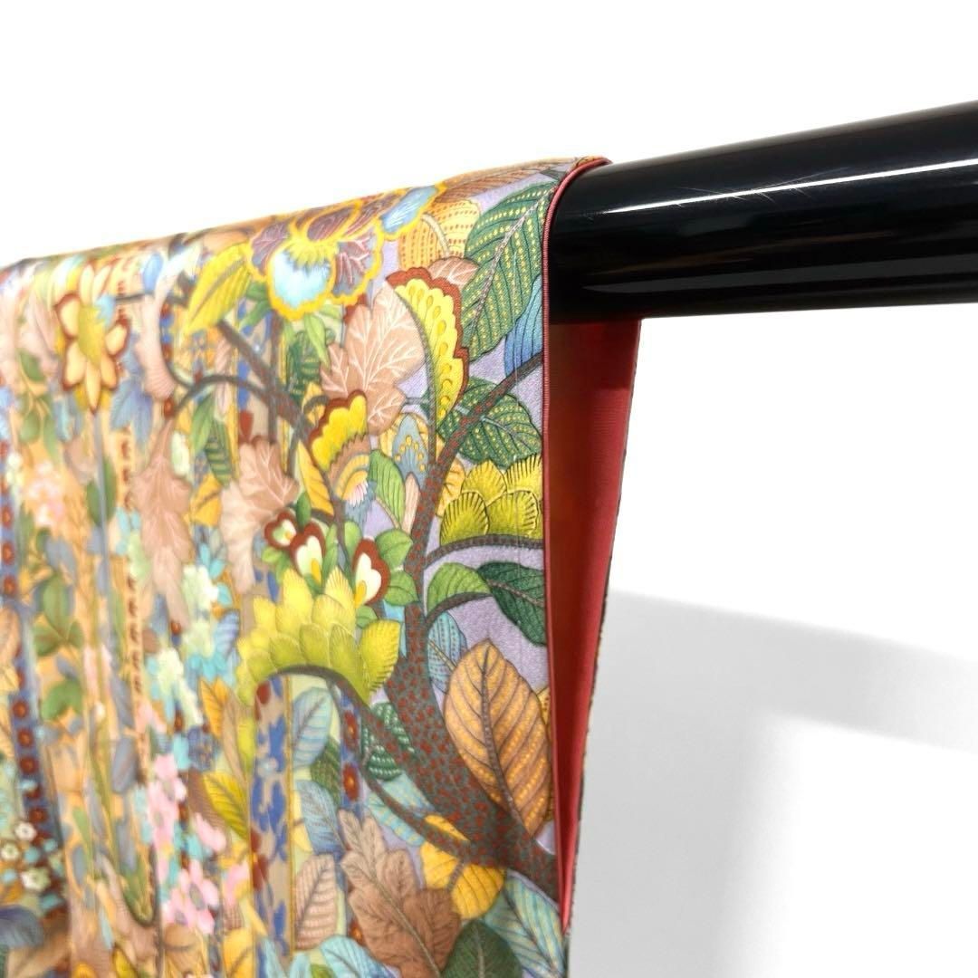 小紋エキゾチック花模様唐花小花カラフルリーフ着物014a d