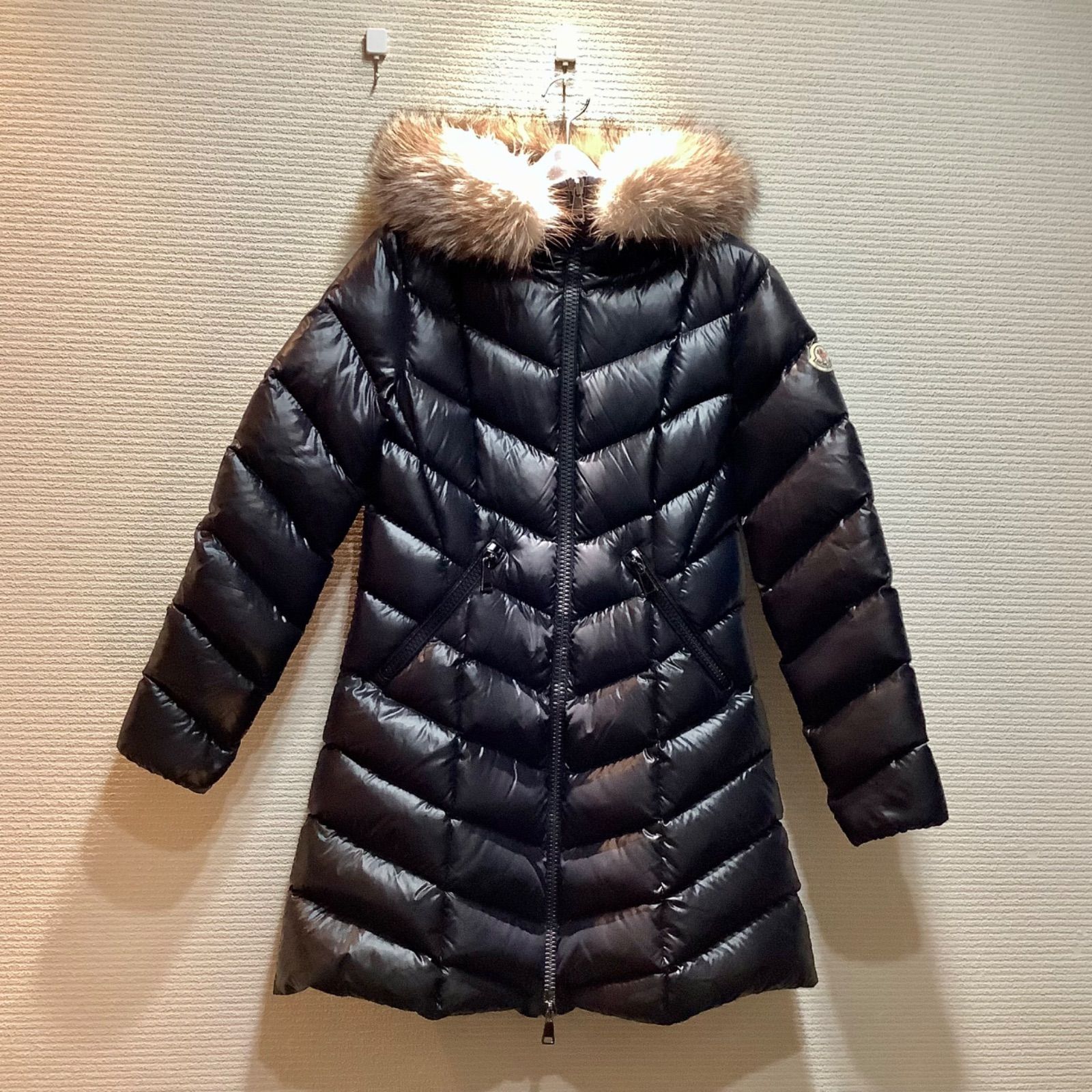 22AW モンクレール MONCLER ファー ロング ダウンコート ブラック 