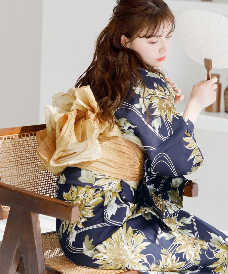 Dita 夏色の向日葵しらべ(藍) 浴衣・帯 新品 Dita ディータ【夏色の向日葵しらべ （藍）】浴衣5点セット