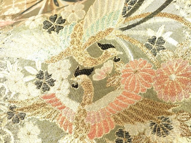 佐賀錦　小物 平和屋着物▽佐賀錦 六通柄袋帯 鳳凰花文 金糸 正絹 逸品