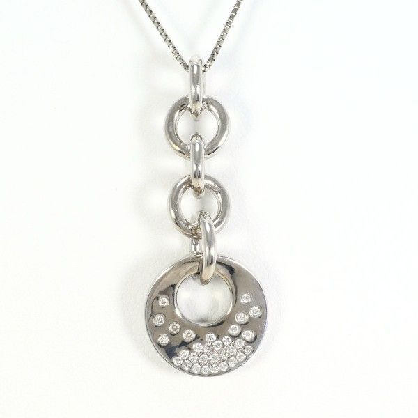 K18WG ネックレス Necklace ダイヤ 0.20 カード鑑別書 総重量約10.2g 約45cm