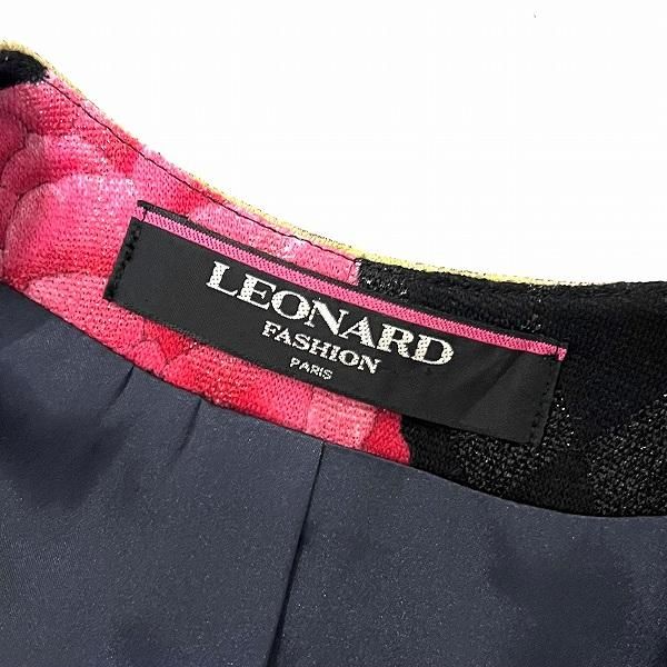 レオナール　セットアップ wnc レオナール LEONARD セットアップ 9AR 黒系 マルチ スカートスーツ