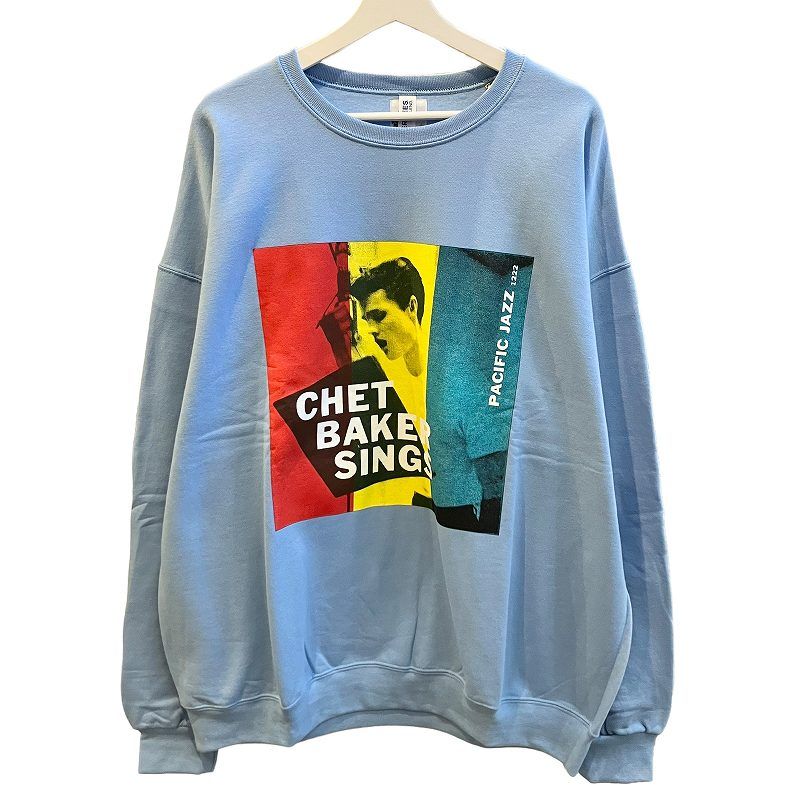 ワコマリア WACKO MARIA タグ付き 22SS CHET BAKER SWEAT SHIRT チェット ベイカー スウェット シャツ  トレーナー プリント 厚手 2XLサイズ 青 ブルー