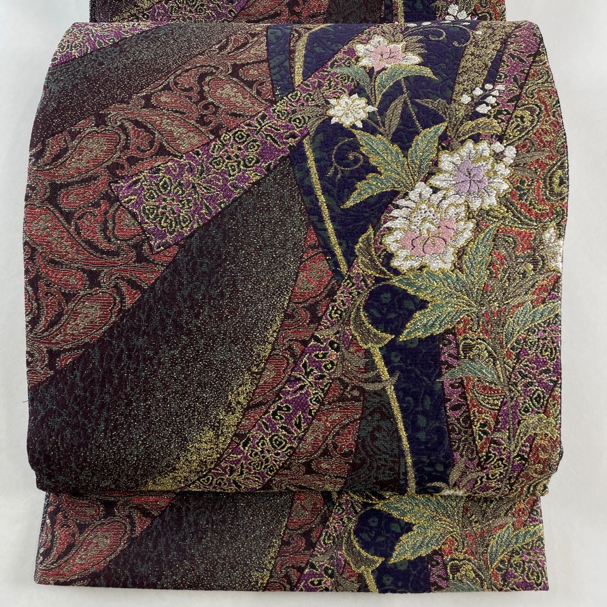 袋帯 美品 名品 全通 正絹 美品】 袋帯 名品 松竹梅 風景 藍色 全