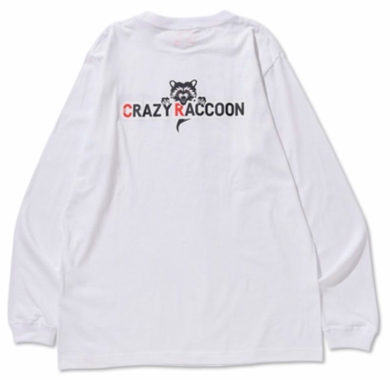 Crazy Raccoon ロングスリーブ Tシャツ ロンT 白 L - ぺんちゃんの