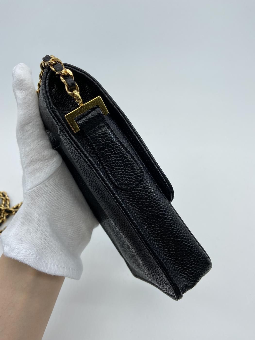 CHANEL シャネル ヴィンテージ チェーン ポシェット ショルダーバッグ スマホケース キャビアスキン ココマーク レザー 管理番号：3154 000000000354_rmREUBE.jpg