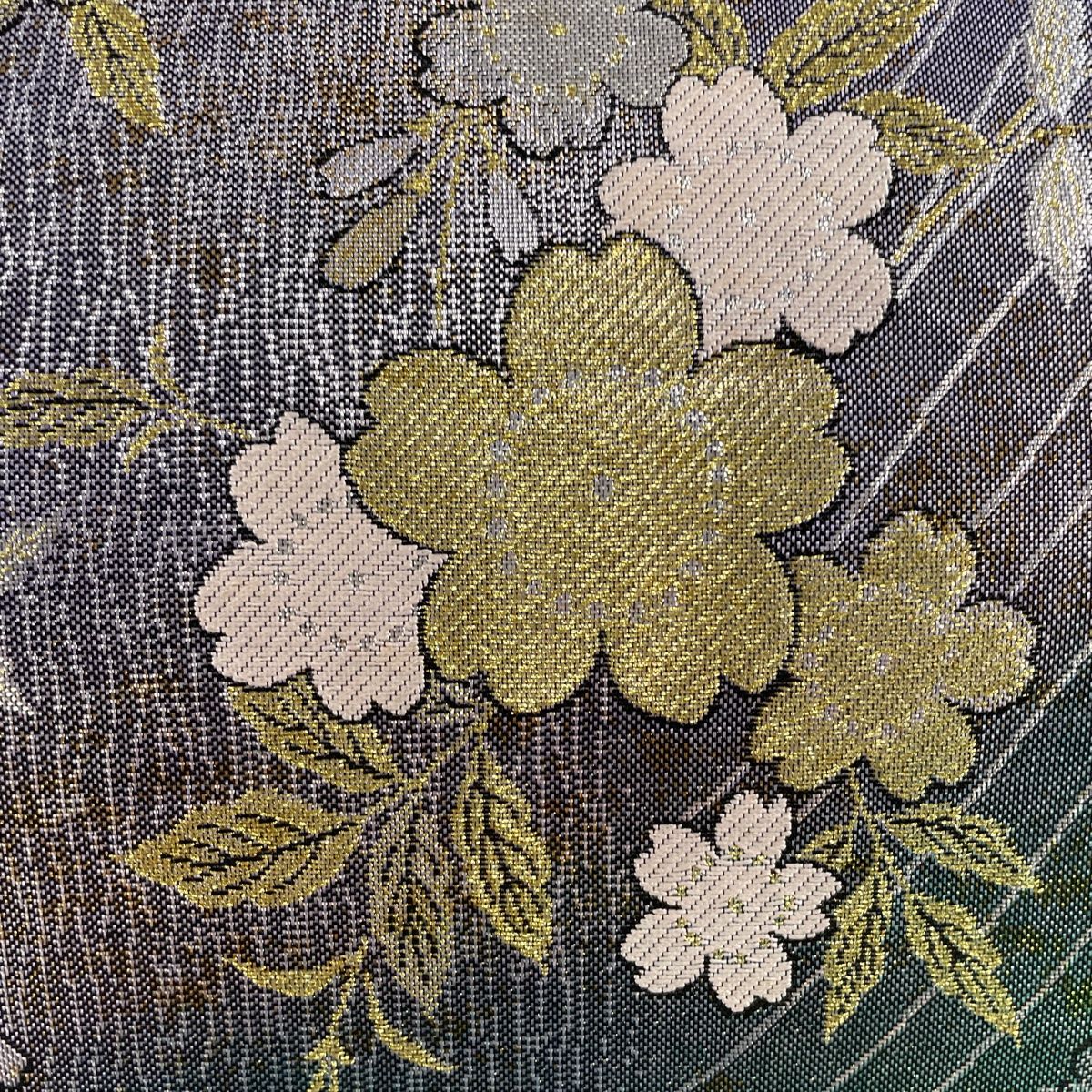 袋帯 秀品 桜 波 金糸 箔 灰紫 六通 正絹 【中古】 - メルカリ