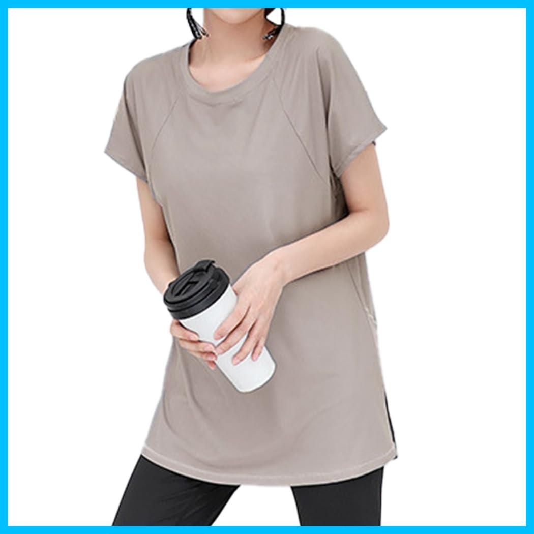 【数量限定】[DAYCLOSET] ヨガウェアトップス ヨガtシャツ レディース 半袖 体型カバー 速乾 薄手 丈長め 伸縮性 ゆったり yoga125