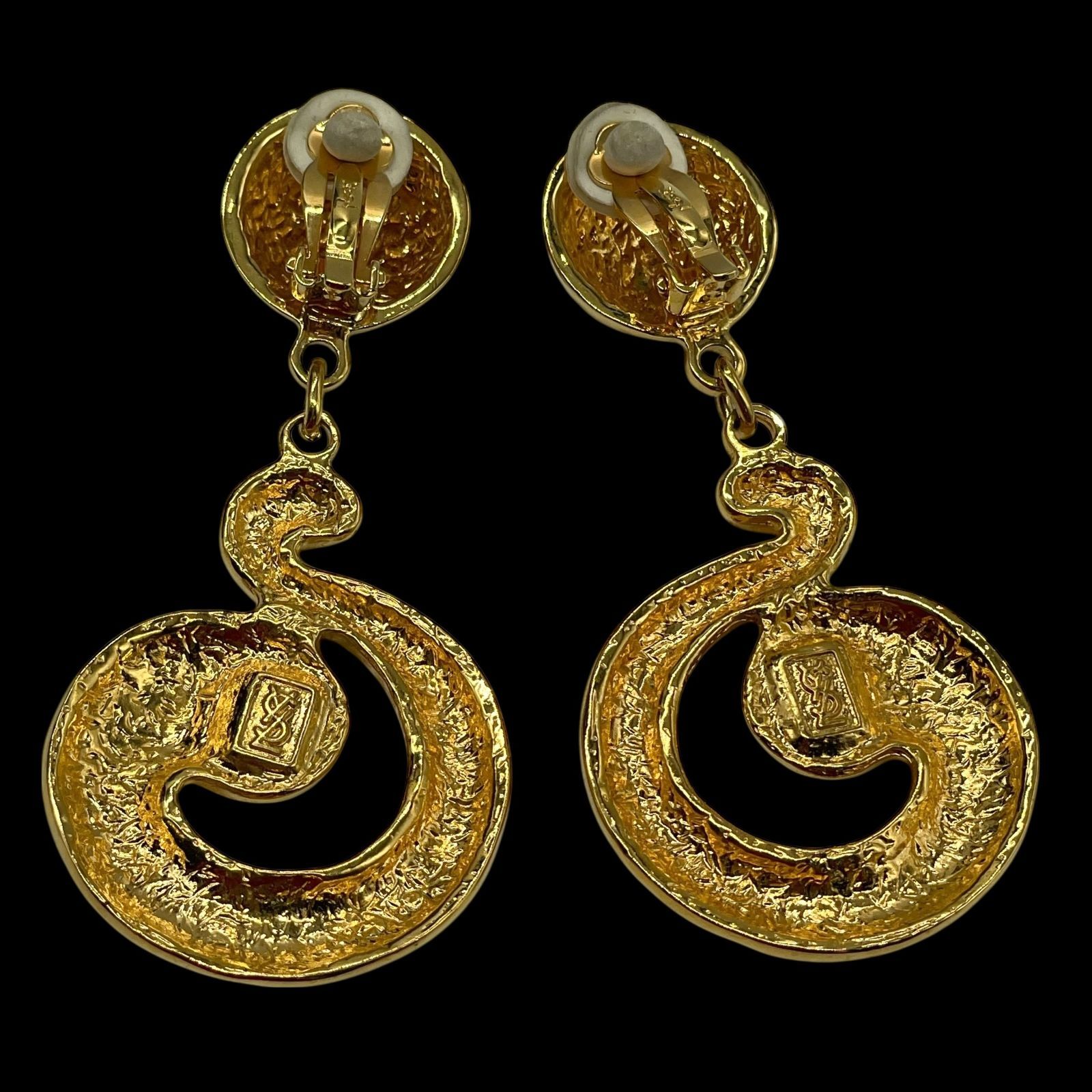 Yves Saint Laurent YSL イヴサンローラン 大ぶり イヤリング 耳飾り ゴールド ジュエリー ヴィンテージ