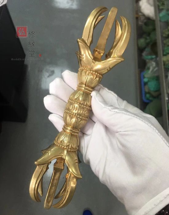修縁堂】密教法具 人形五鈷杵 金剛杵 寺院用仏具 真鍮製 vajra