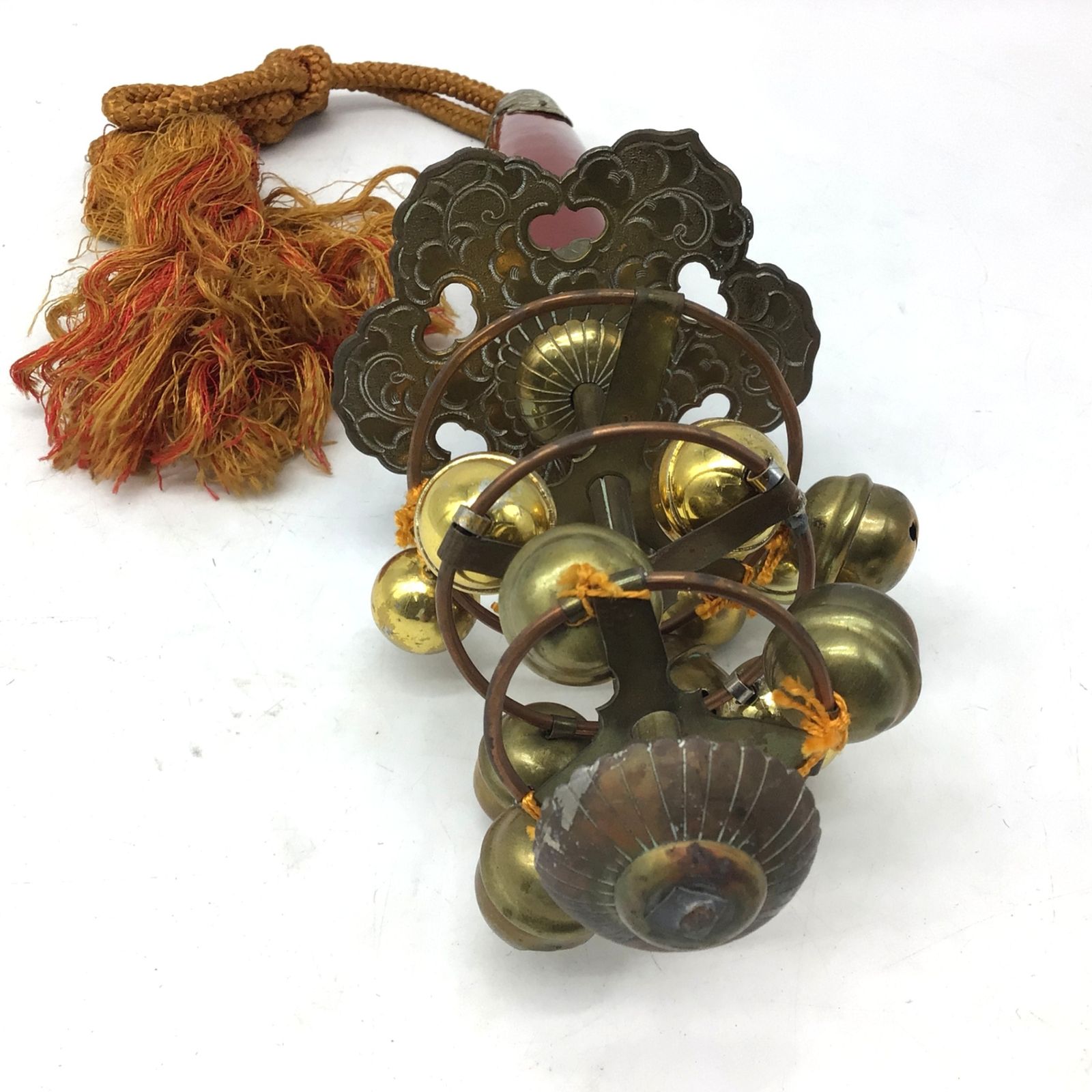 時代 神楽鈴 共箱 巫女鈴 鳳凰 神事 神具 福鈴 仏教美術 骨董品 古美術品 10069 【時代物】神楽鈴 巫女鈴 神事 神具 神社 神鈴 鳴り物