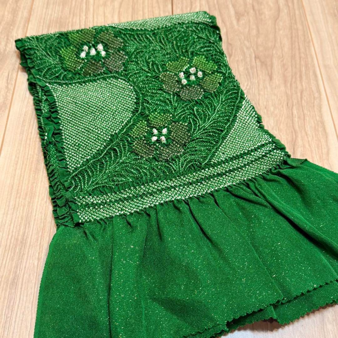 超美品　正絹　振袖用　帯揚げ　帯締め　重ね衿　3点セット　緑　深緑　黄緑 超美品 正絹 振袖用 帯揚げ 帯締め 重ね衿 3点セット 緑 黄緑 カラフル