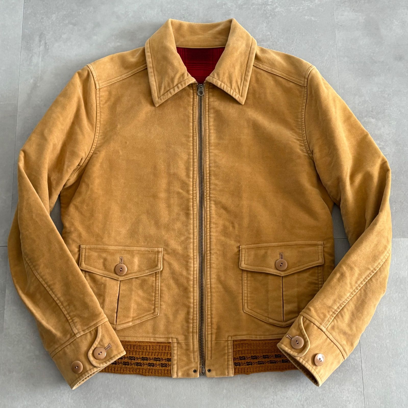 ジェラード JELADO モールスキンジャケット A-1タイプ 短丈 アウター オンブレチェック マスタード 20 s-30 s復刻 38 M相当