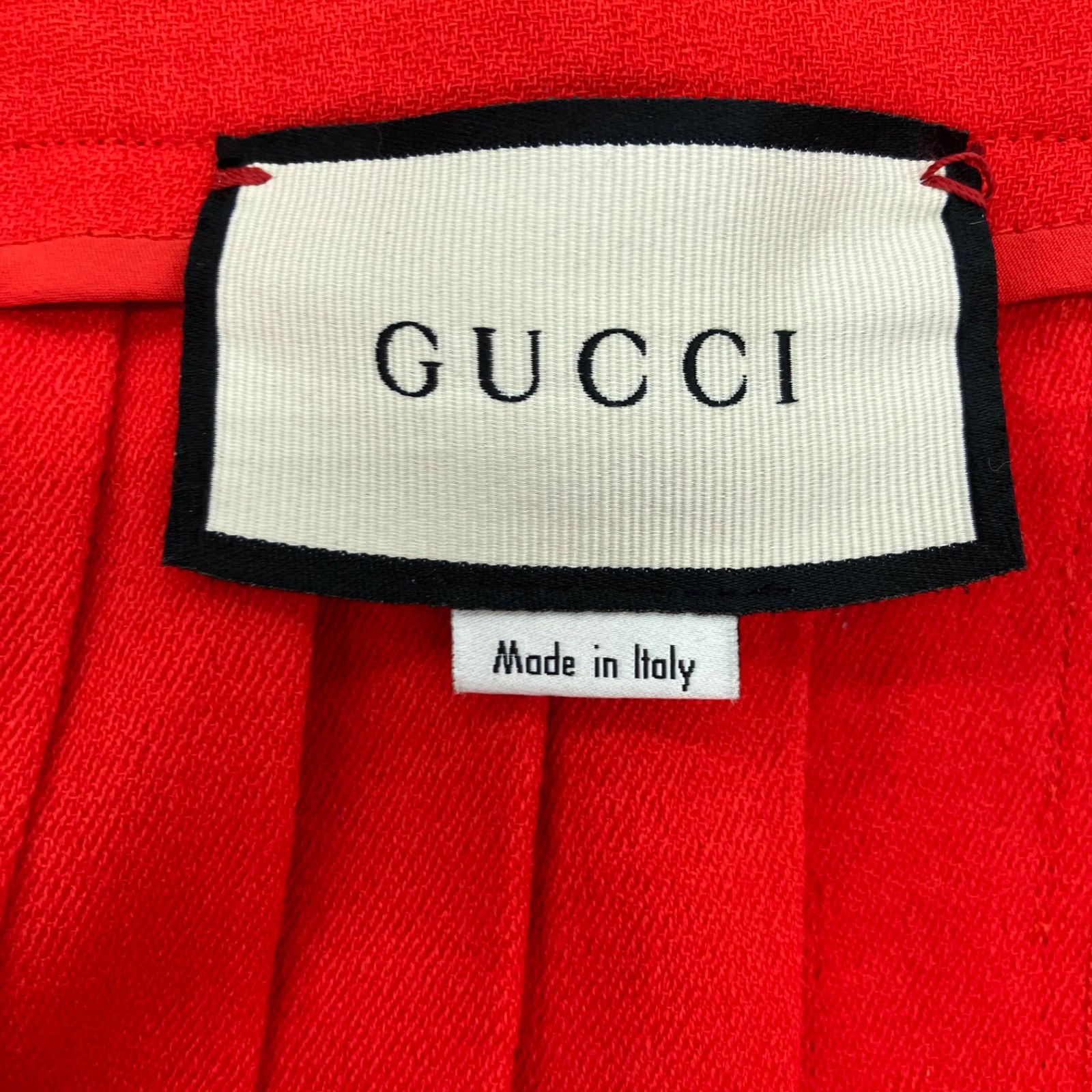186005 GUCCI プリーツスカート スカート 赤 ひざ丈 - メルカリ