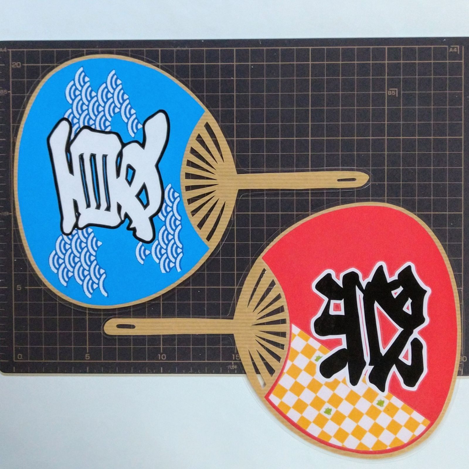 夏の壁面飾り】和風『夏の風物詩』うちわ・ヨーヨー・金魚(ラミ済)花火