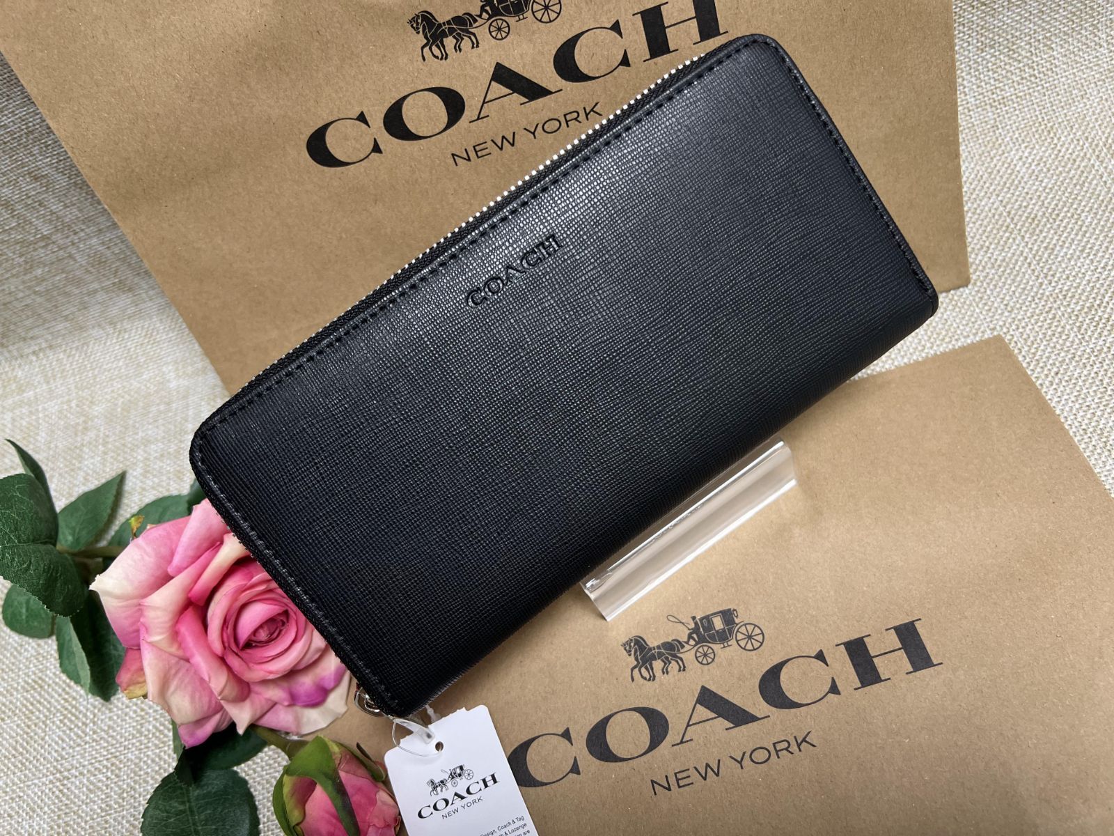 今日の特価 COACH アコーディオン ジップ アラウンド 長財布 メンズ