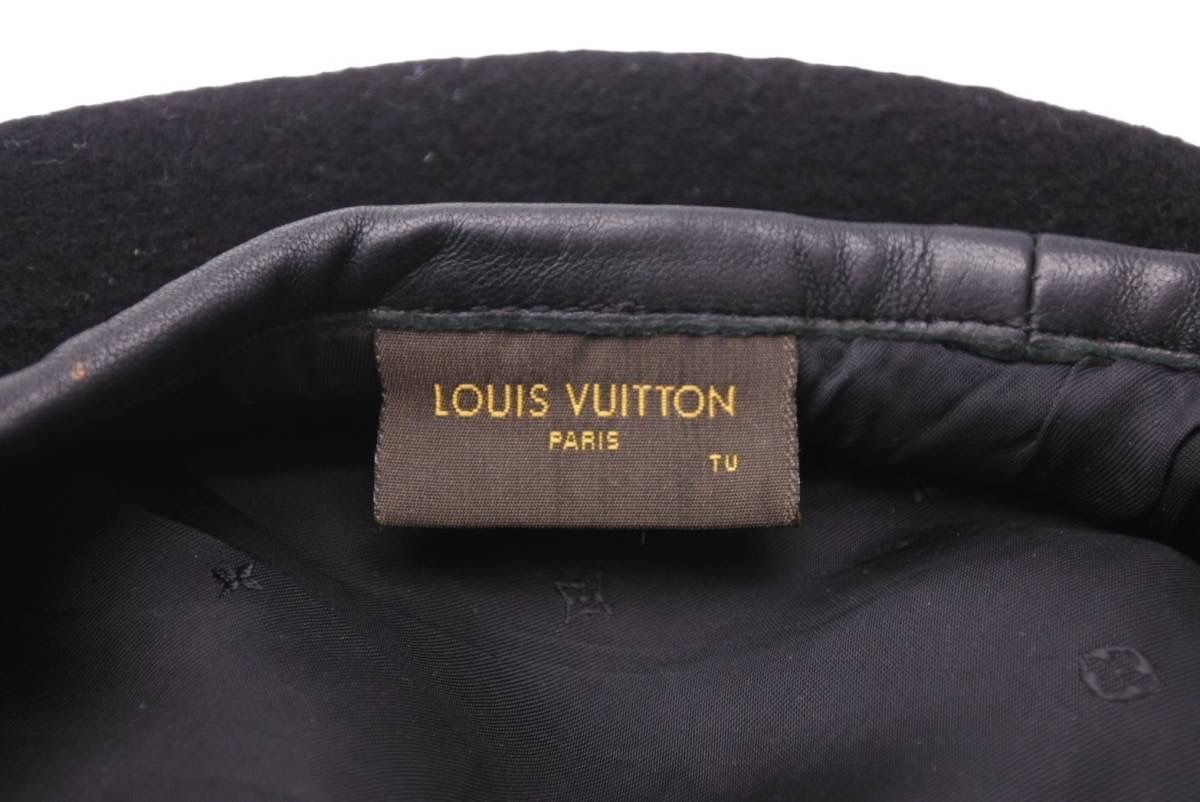 LOUIS VUITTON ルイヴィトン FRAGMENT フラグメント パリストーキョーワッペンベレー帽 M73748 17SS ブラック 美品  中古 48455