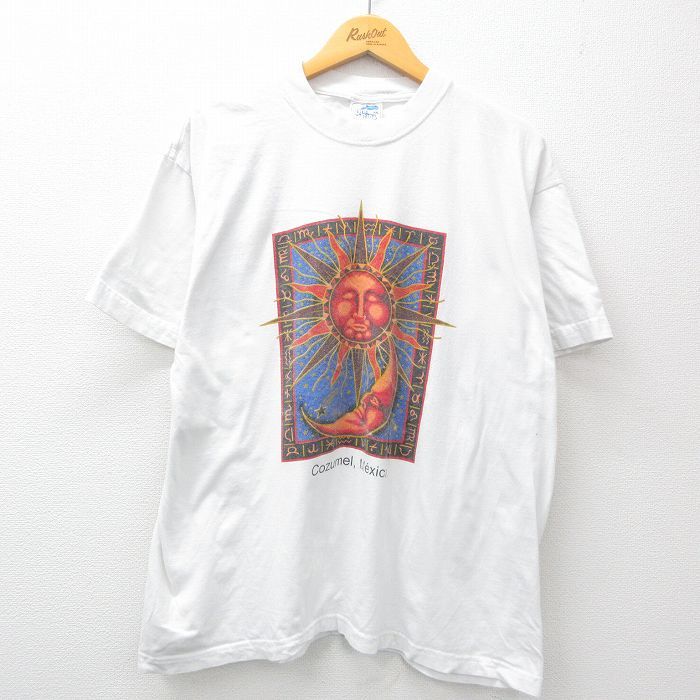 XL/古着 半袖 ビンテージ Tシャツ メンズ 00s 太陽 メキシコ 大きいサイズ コットン クルーネック 白 ホワイト 24mar19 中古