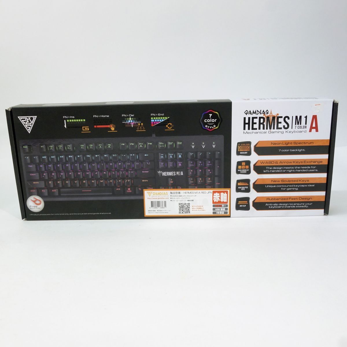 GAMDIAS ガンディアス HERMES M1A メカニカルゲーミングキーボード 赤軸 ※中古