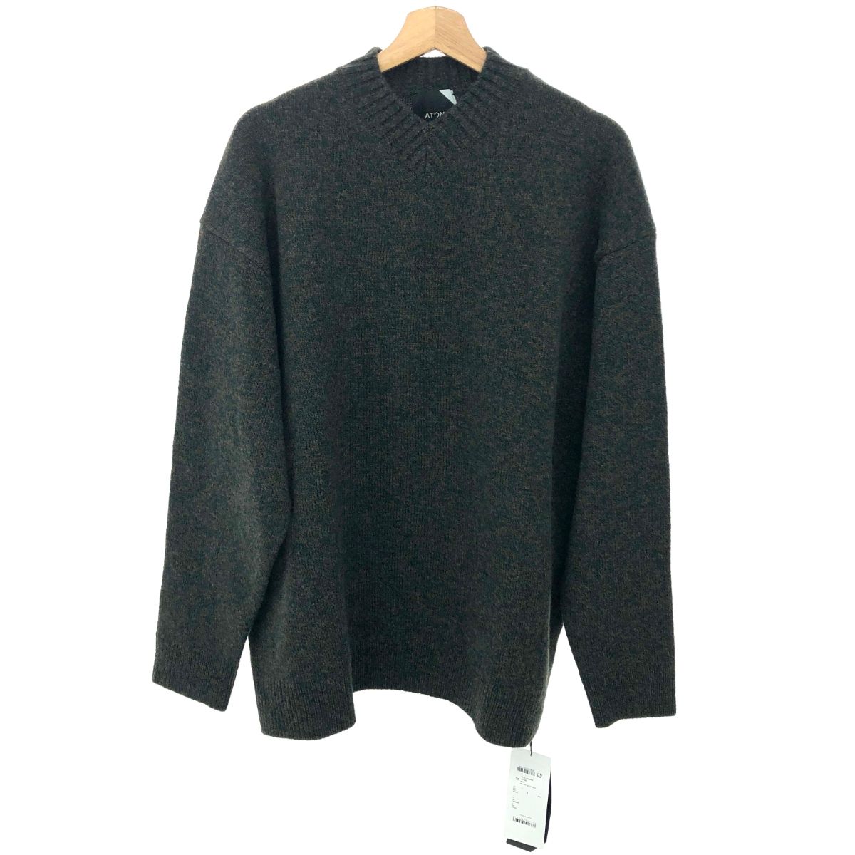 ATON エイトン Vネックニット サイズ:06 6970496 グリーン メンズ