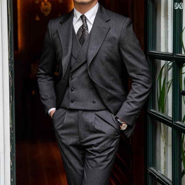 スリーピーススーツ メンズ チェック柄 ビジネススーツ 3ピーススーツ ３点セット スーツセット セットアップ 細身 紳士服 結婚式 入学式 新作