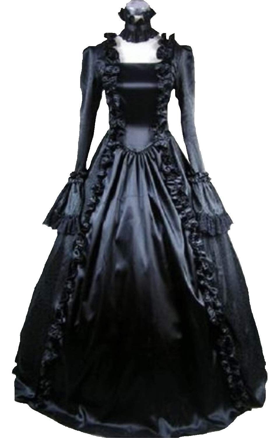 数量 衣装 コスプレ レディース 本格 仮装 発表会 パニエ ステージ 演奏会 ワンピース 付き ドレス ロング 長袖 ブラック ロリータ ゴスロリ 株式会社豊作