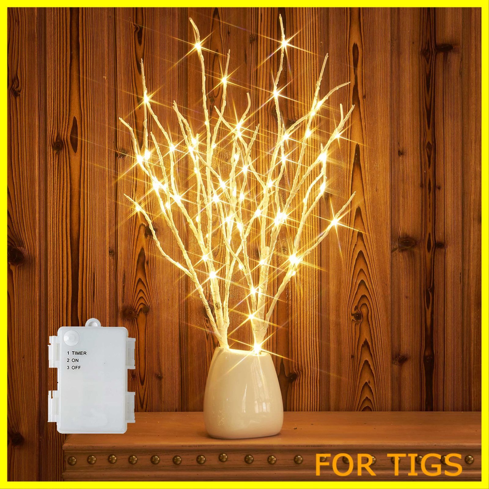 【在庫処分】Hairui シラカバ ブランチ 枝 LED イルミネーション 電池式 高さ45cm インテリア 卓上 ライト テーブルトップ 北欧風 オシャレ 白い（花瓶が含まない）