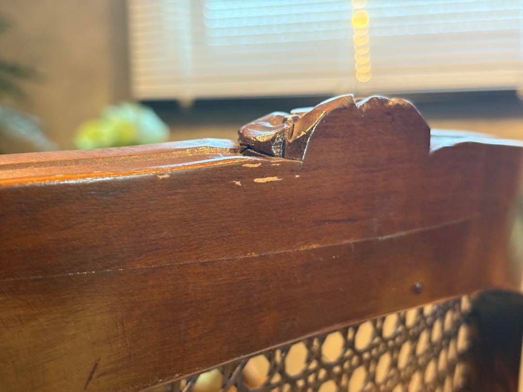 フレンチアンティーク 猫脚 クラシック ラタンシートチェア