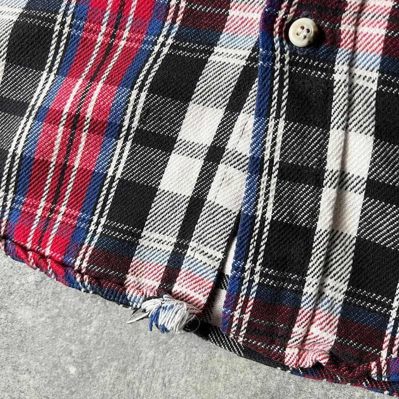 70s 80s USA製 FIVE BROTHER チェック 長袖 ヘビー フランネル シャツ