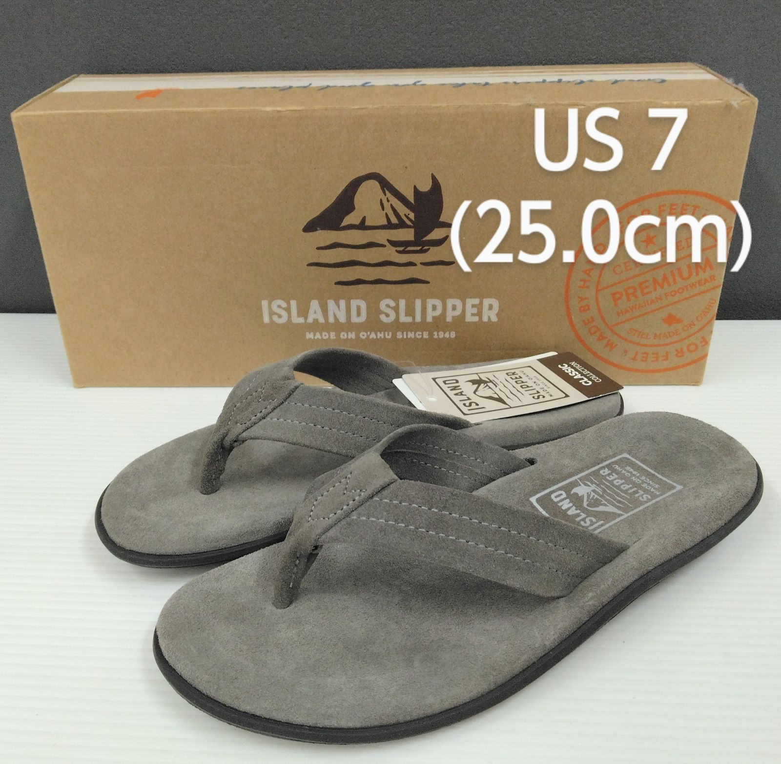 未使用品】ISLAND SLIPPER スリッパ CHARCOAL SUEDE USサイズ7 PB203 