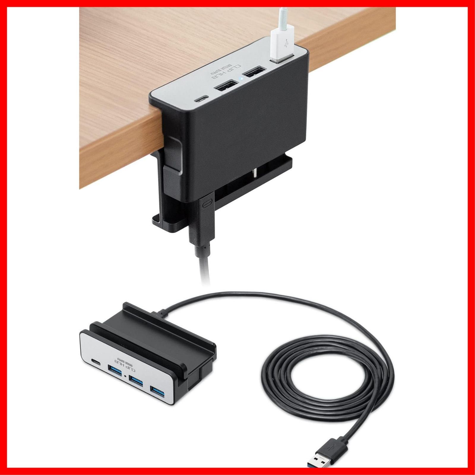 【特価セール】バスパワー 1.5mケーブル USB-A×3・USB-C×1 USB-A接続 クランプ シルバー USBハブ 400-HUBA065NS サンワダイレクト