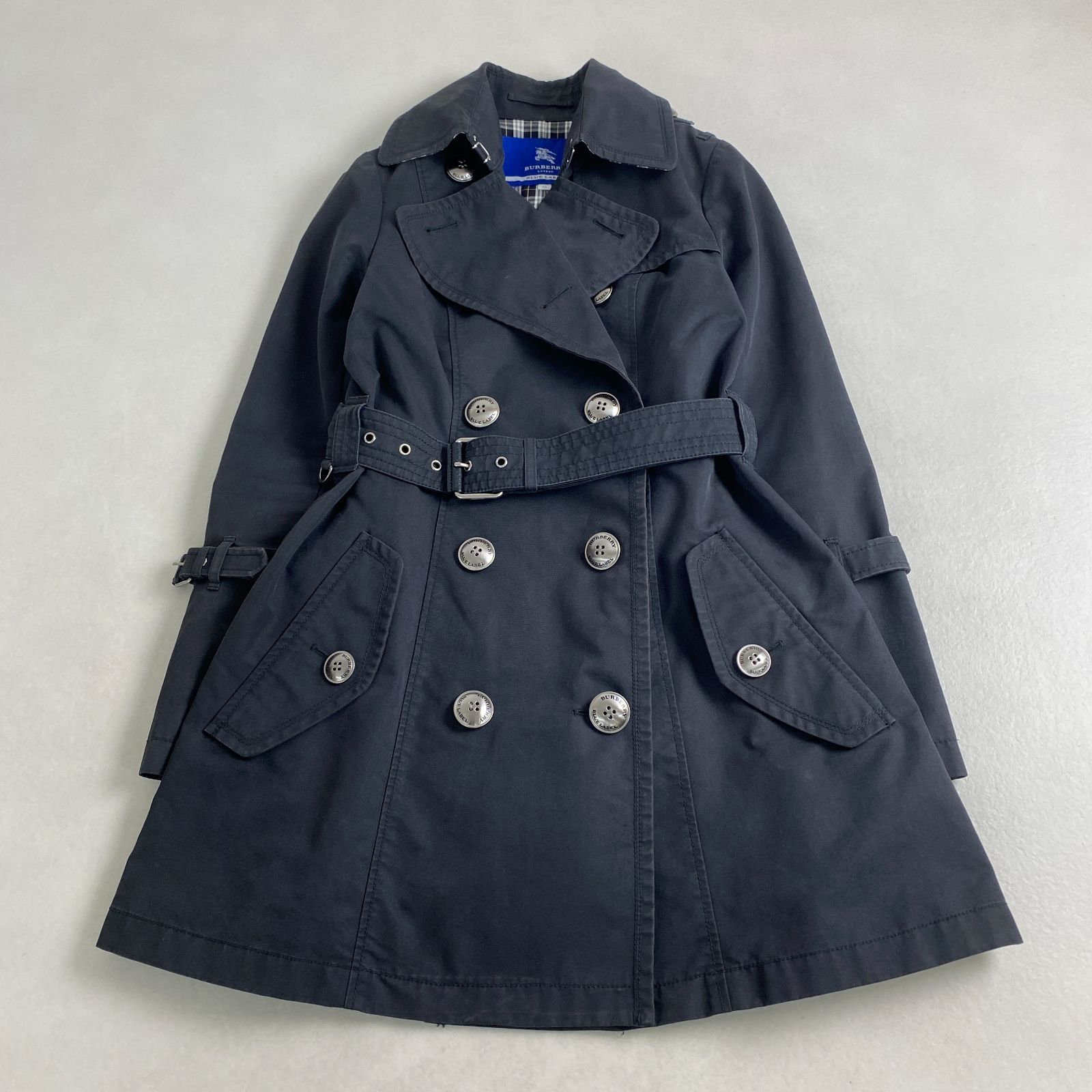 バーバリーブルーレーベル トレンチコート ノバチェック トップ ベルト