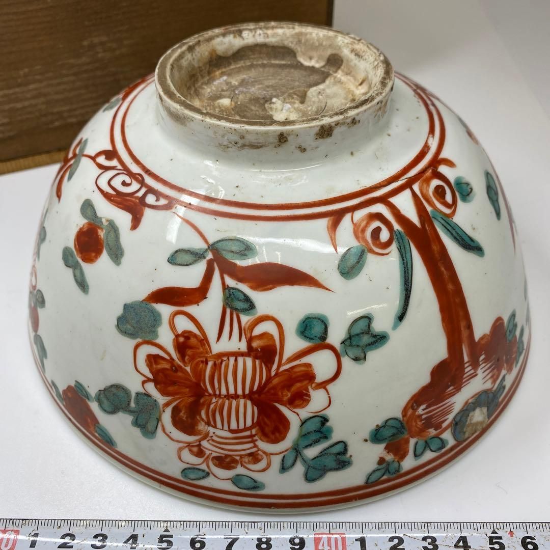 中国明時代 呉州赤絵大鉢 木 口径21.3㎝ 東Y6-1024 2Fトヒサ