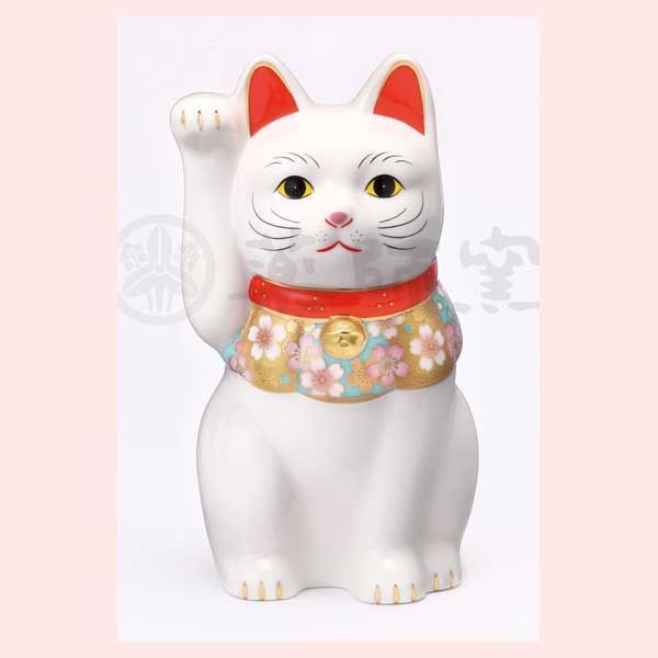 ♪昔の左招き猫　やきもの　25㌢ 1597g 9028 瀬戸焼 古い招き猫 黒猫 左手 高さ27cm 千客萬来 開運招福