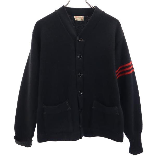 サンドニット 40s 50s レタード 長袖 ニット カーディガン 42 ブラック  