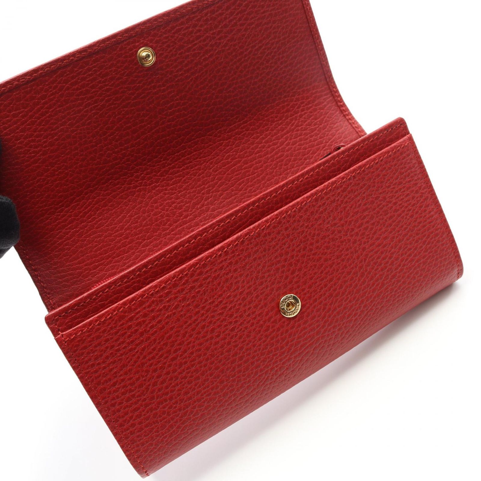 GUCCI グッチ　財布　シルヴィ コンチネンタルウォレット　レザー　レッド グッチ GUCCI 二つ折り長財布 プチマーモント コンチネンタル