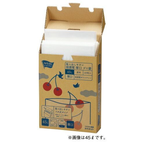 低密度厚口ゴミ袋 箱タイプ ９０Ｌ 透明 4269 0504 カウネット