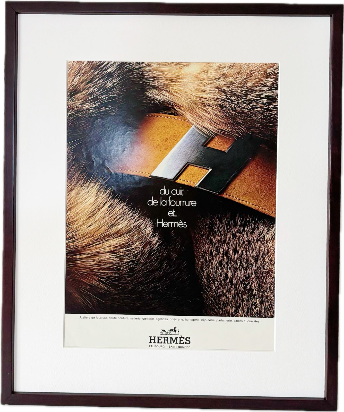 1973 広告 HERMES エルメス ポスター ヴィンテージ アートポスター フレーム付き 額縁 インテリア モダン おしゃれ かわいい 壁掛け ポップ レトロ WWW_OLIVIERBERNSTEIN_COM