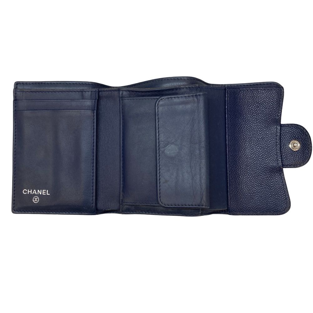 良品 CHANEL シャネル マトラッセ キャビアスキン ココマーク 三