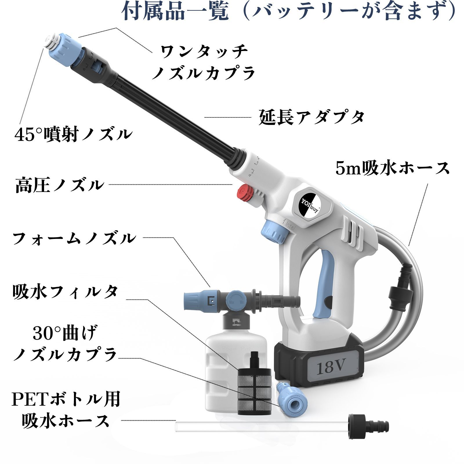 コードレス 高圧洗浄機 充電式 マキタ 18v 互換 フォームガン付 静音 