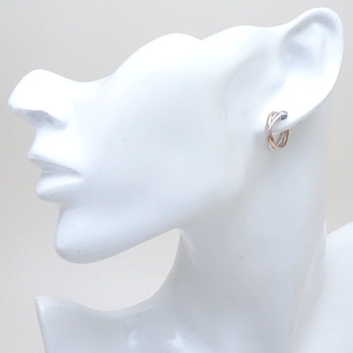 【専用です】K18 (YG / WG) コンビ フープピアス フープ ピアス リングピアス コンビカラー K14WG ホワイト