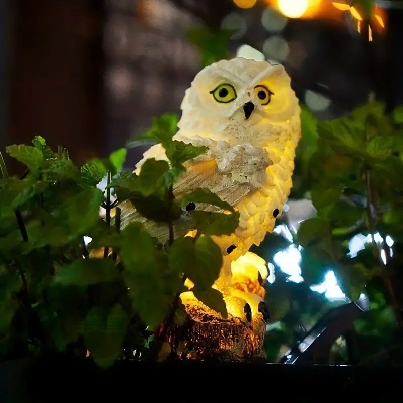ナチュラルな魅力のソーラー式フクロウガーデンライト - LED光るフクロウ、屋外芝生の装飾やクリスマスの雰囲気作りに最適なソーラーライト#128